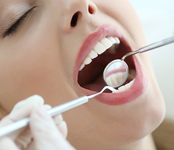 Closeup of patient during dental treatment