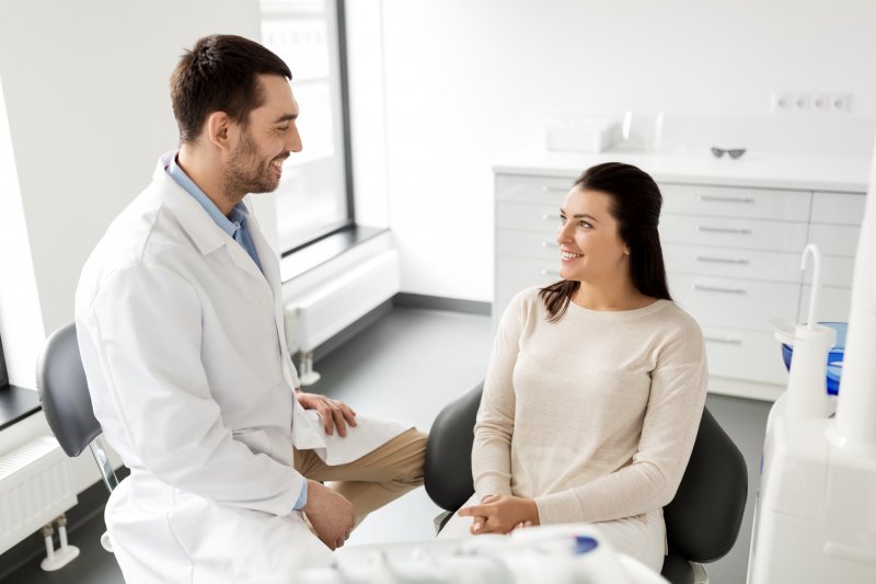 Woman at dental implant consultation