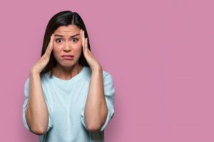 woman with a concerned expression